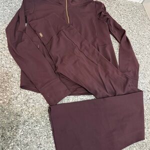 Rhône course to court quarter zip and revive pocket flare, brown berry, small